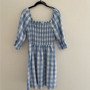 Skies Are Blue Checkered Smocked Dress